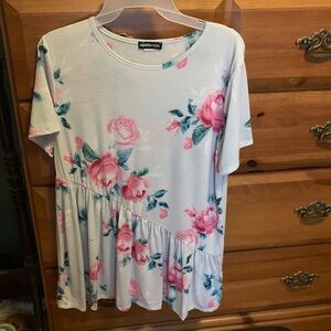 HEIMISH USA Floral Short Sleeve Top - White and Pink